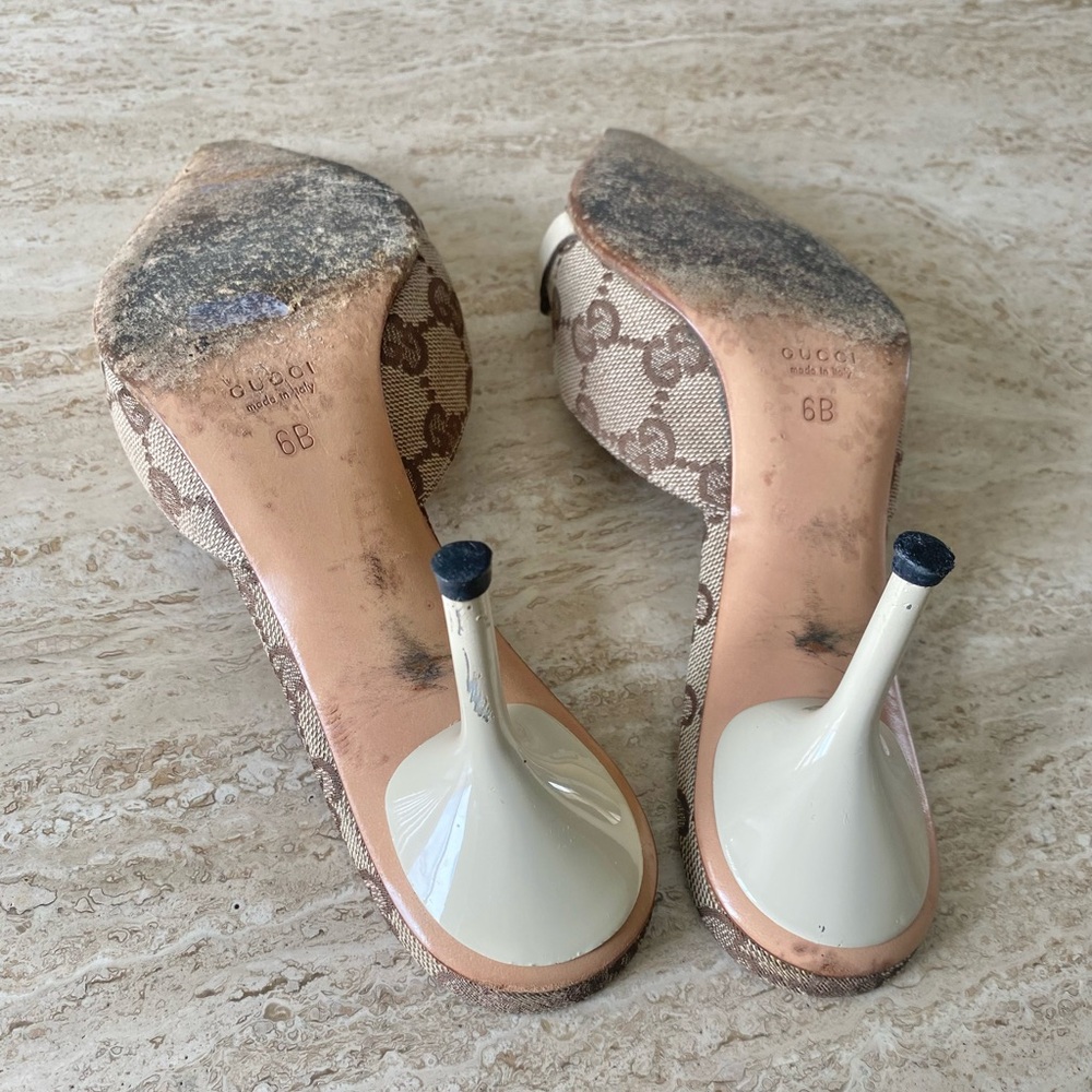 Vintage Gucci Guccissima Canvas Horsebit Mule Heels - Picture 7 of 8